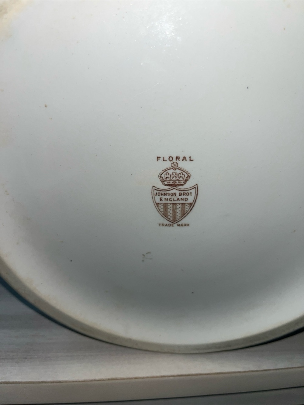 Vintage Johnson Brothers White Ceramic Slop Jar with Brown Floral Motif - Picture 12 of 14